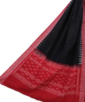Black Red Sambalpuri Handwoven Single Ikat Cotton Dupatta