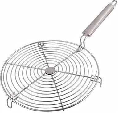 Qawvler Roaster Papad Jaali Stainless Steel (Roti Grill,Chapati,Grill Chicken Grill) Big Size Silver (Pack of 1)
