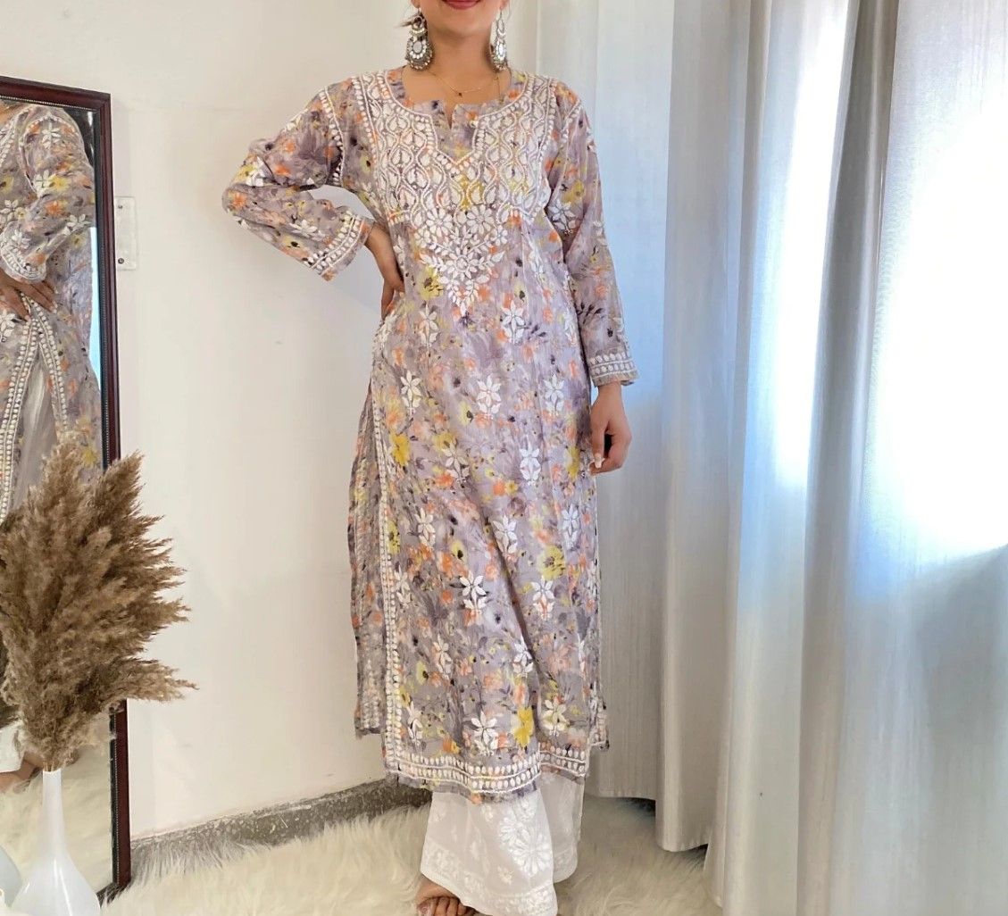 Cotton Printed Chikankari Kurti