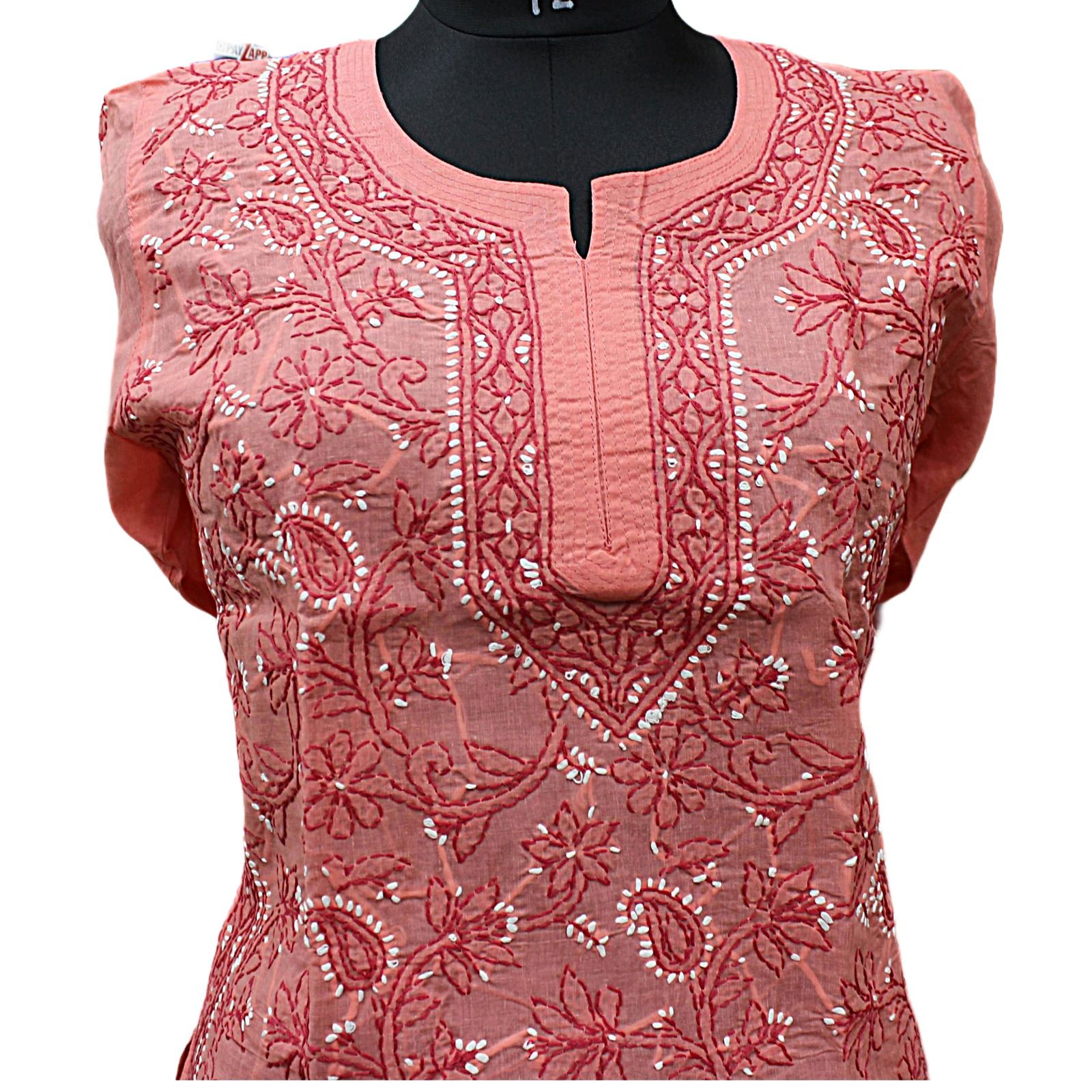Short Cotton Chikankari Kurti