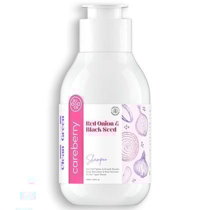 Careberry Red Onion & Black Seed Hair Growth Shampoo | Hair Fall Fighter & Growth Booster | Scalp Stimulator & Root Activator | Sulphate & Paraben Free | All Hair Types | Unisex | 100ML