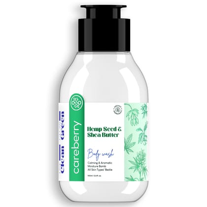 Careberry Hemp Seed & Shea Butter Calming Body Wash - Organic & Ayurvedic, Deep Nourishment for All Skin Types, Cruelty-Free, Vegan, Sulphate & Paraben-Free, Hydrating Skin Care -100ml