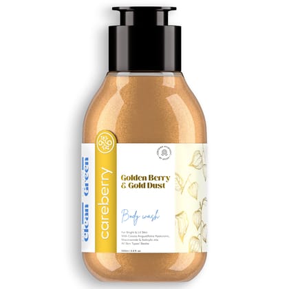 Careberry Golden Berry & Gold Dust Brightening Body Wash - Hyaluronic, Niacinamide, Salicylic Blend, Sulphate & Paraben Free, Vegan & Cruelty Free For All Skin Types - 100 ml