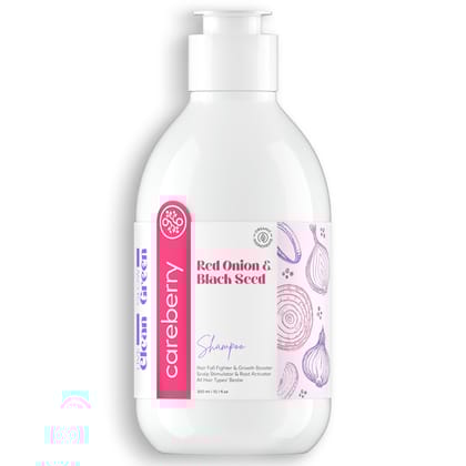 Careberry Red Onion & Black Seed Stimulating Shampoo, Hair Growth & Hair Fall Control, Ayush Certified Ayurvedic, Sulphate & Paraben Free 300ml