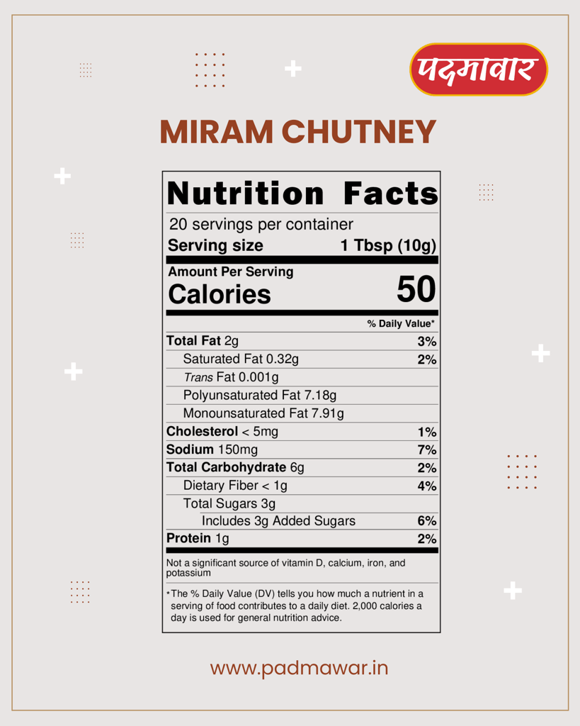 Padmawar Miram Chutney - Tangy, Nutty, Spicy Dry Powdered Chutney | Delicious & Ready-to-Eat | Rich Ingredients | No Preservatives or Additives (200 Gms)