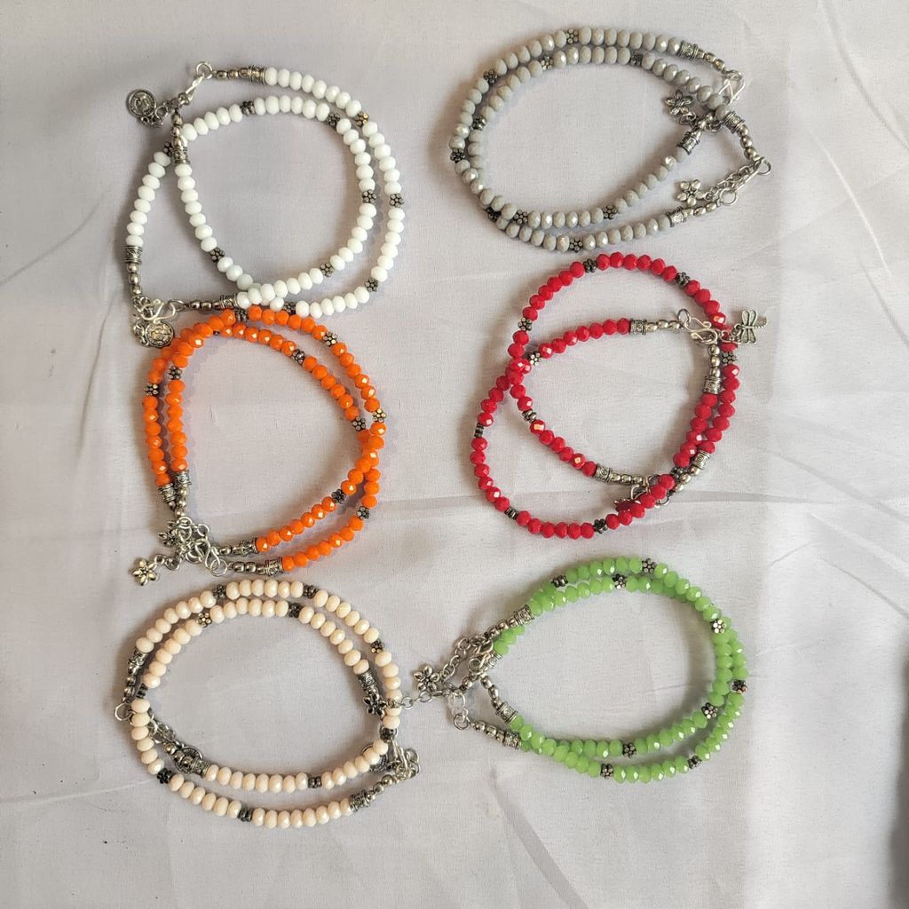 German Silver and Crystal Anklet  ( Pack of 12) - Anklets | Buy online on ZillyBuy