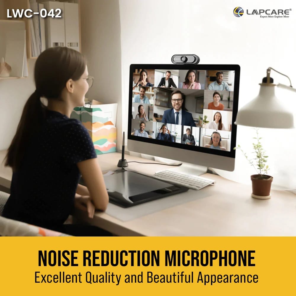 Lapcare 720p HD Webcam with Microphone & 1.2m Cable (Plug & Play) (1yr Warranty from Brand )