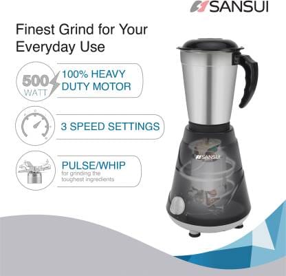 Sansui Blaze Pro 500 W Juicer Mixer Grinder (4 Jars, Black)