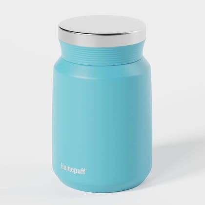 Home Puff Double Wall Vacuum Insulated Food Jar for Single Meals, Lunch Boxes for Office Men, Women & Kids, Thermos Tiffin for Soup, Leakproof Meal Jar, Hot/Cold for 8+ Hrs,1 Year Warranty, Blue,500ML