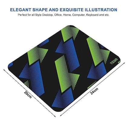 tizum Mouse Pad/Computer Mouse Mat with Anti-Slip Rubber Base | Smooth Mouse Control | Spill-Resistant Surface for Laptop, Notebook, MacBook, Gaming, Laser/Optical Mouse, 9.4”x 7.9”, Green & Blue