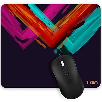 Tizum Mouse Pad/Computer Mouse Mat with Anti-Slip Rubber Base | Smooth Mouse Control | Spill-Resistant Surface for Laptop, Notebook, MacBook, Gaming, Laser/Optical Mouse, 9.4”x 7.9”, Multicolored
