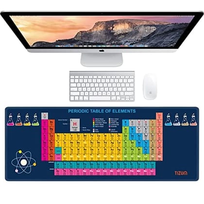 Tizum Z15- Extended Gaming Mouse Pad, Non-Slip Rubber Base, Desk Pad for Computer Laptop, Keyboard Mouse Pad for Office/Home, Large Size (795 x 298 x 3.45mm) (Periodic Table- Blue)