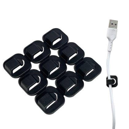 Gizga Essentials Cable Organizer Clips Holder, Strong Self Adhesive Wire Management Clamps, Cord Routing Clips for Wall, Home, Office, Car, Under Desk, Ethernet, Electric Wires (Set of 9), Black