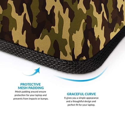 AirCase Laptop Bag Cover fits Upto 12.5" Laptop/ Tablet/ 12.9" iPad Pro, Wrinkle Free, Padded, Waterproof Light Neoprene case Cover Sleeve Pouch, for Men & Women, Camouflage- 6 Months Warranty