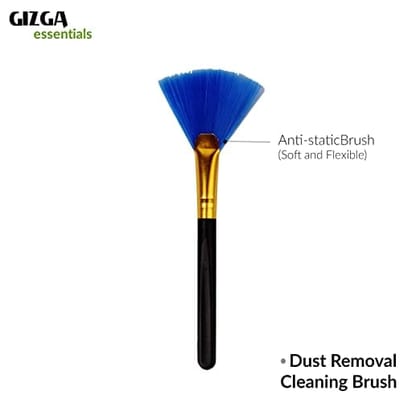 Gizga Essentials Professional 3-in-1 Cleaning Kit for Camera, Lens, Binocular, Laptop, TV, Monitor, Smartphone, Tablet (Includes: Cleaning Liquid 100ml, Plush Microfiber Cloth, Dust Removal Brush)