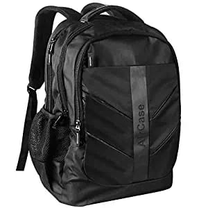 AirCase 13 Inch/14 Inch/15.6 inch Unisex Casual Laptop Backpack, Water Resistant, Multi-Functional compartments, for College, Men and Women (Black)
