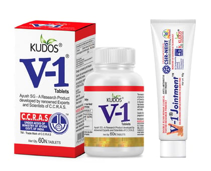 Kudos V1 Tablets with Jointment Gel | 60 Tablets + 90gm Gel | Pack of 2 each