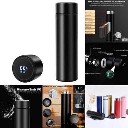 Stainless Steel Sports Water Bottle with LED Temperature Display 430 ml (Color May Vary)