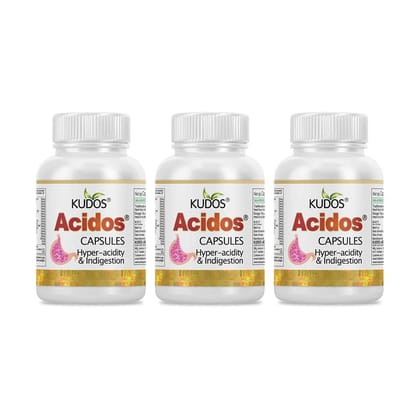 Kudos Acidos Capsules  | Ayurvedic Medicine for Hyper-Acidity | 60 Capsules | Pack of 3