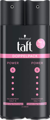 Taft Hair Styling Spray for Cashmere Suppleness, Hold Level 5 (2x250ml) up to 24 hrs of Hold