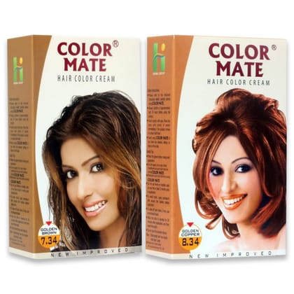 Color Mate Organic Rich Cream | Herbal Hair Colour For Women & Men | Enriched with Natural Oil | Instant Shine & Smoothness | Long Lasting Hair Colour | Soft & Silky Touch |No Ammonia Hair Color | Color Mate Hair Color Cream Golden Brown + Golden Copper