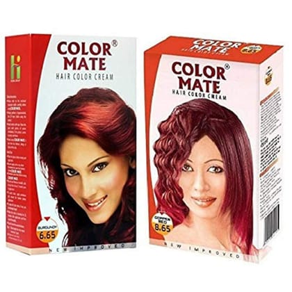 Color Mate Organic Hair Colour Rich Cream, 130ml - Burgundy + Copper Red hair colours Shade Hair Dye