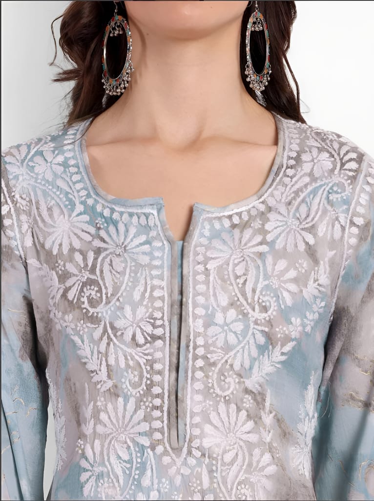 Perfect Blend Chikankari Gasspatti Kurta Set