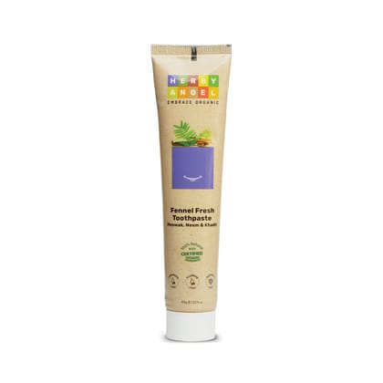 Herby Angel Baby Fennel Fresh Toothpaste with Meswak, Neem & Khadir | Organic Ingredients | Strong Teeth | Healthy Gums | 100% Natural| Refreshing Breath| Age 12 Months+ | 100 gm