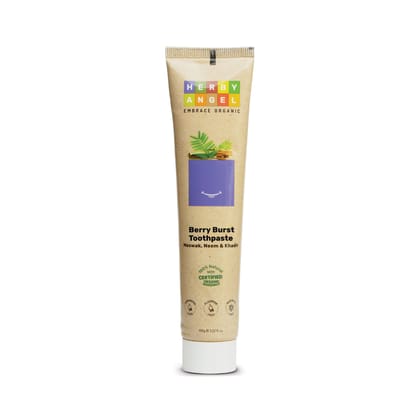 Herby Angel Berry Burst Baby Toothpaste with Meswak, Neem & Khadira | Organic Ingredients | Strong Teeth | Healthy Gums | Refreshing Breath| Age 12 Months+ | 100 gm