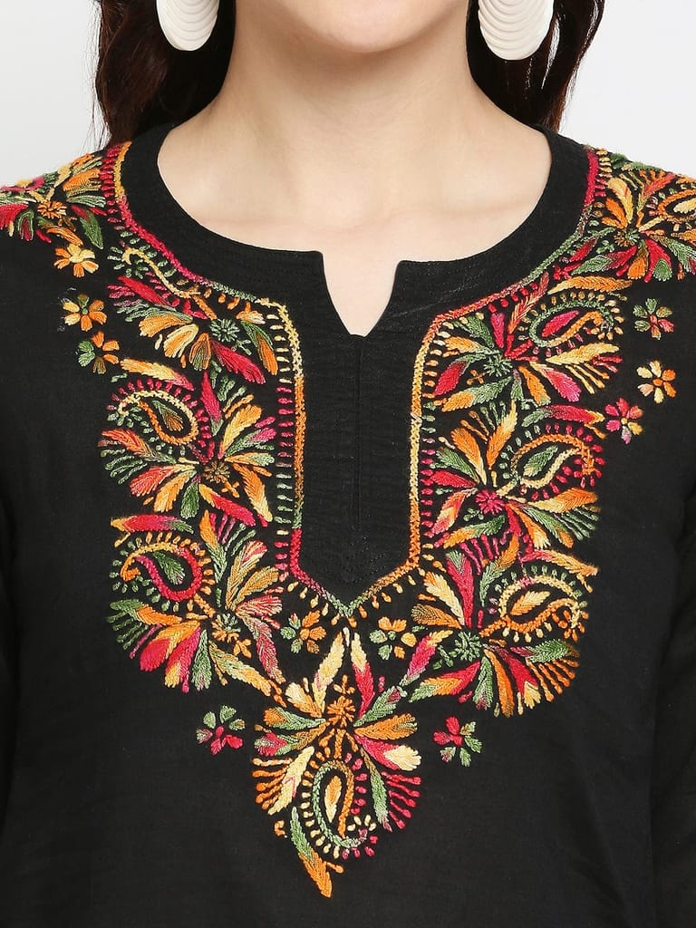 Chikankari Hand Embroidered Short Cotton Kurta