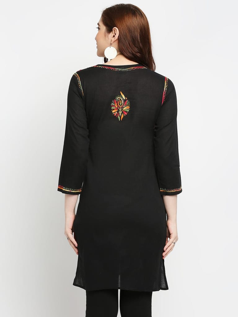 Chikankari Hand Embroidered Short Cotton Kurta