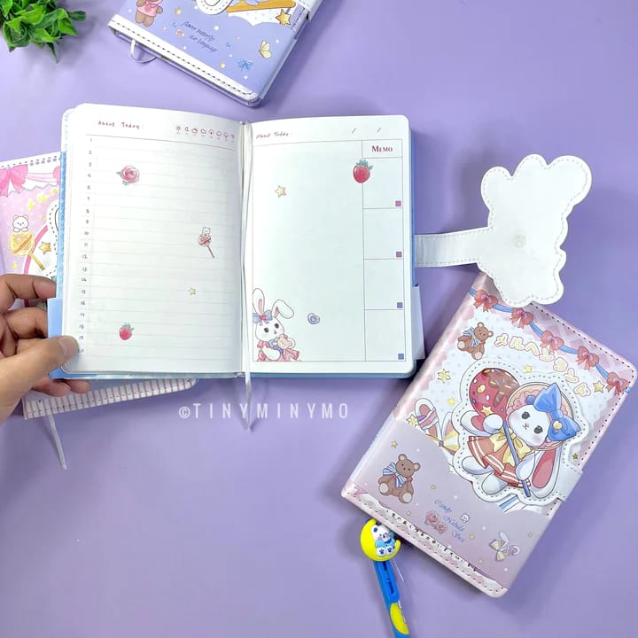 TECHNOCHITRA® Cute Bunny Printed Fluffy Diary with Magnetic lock