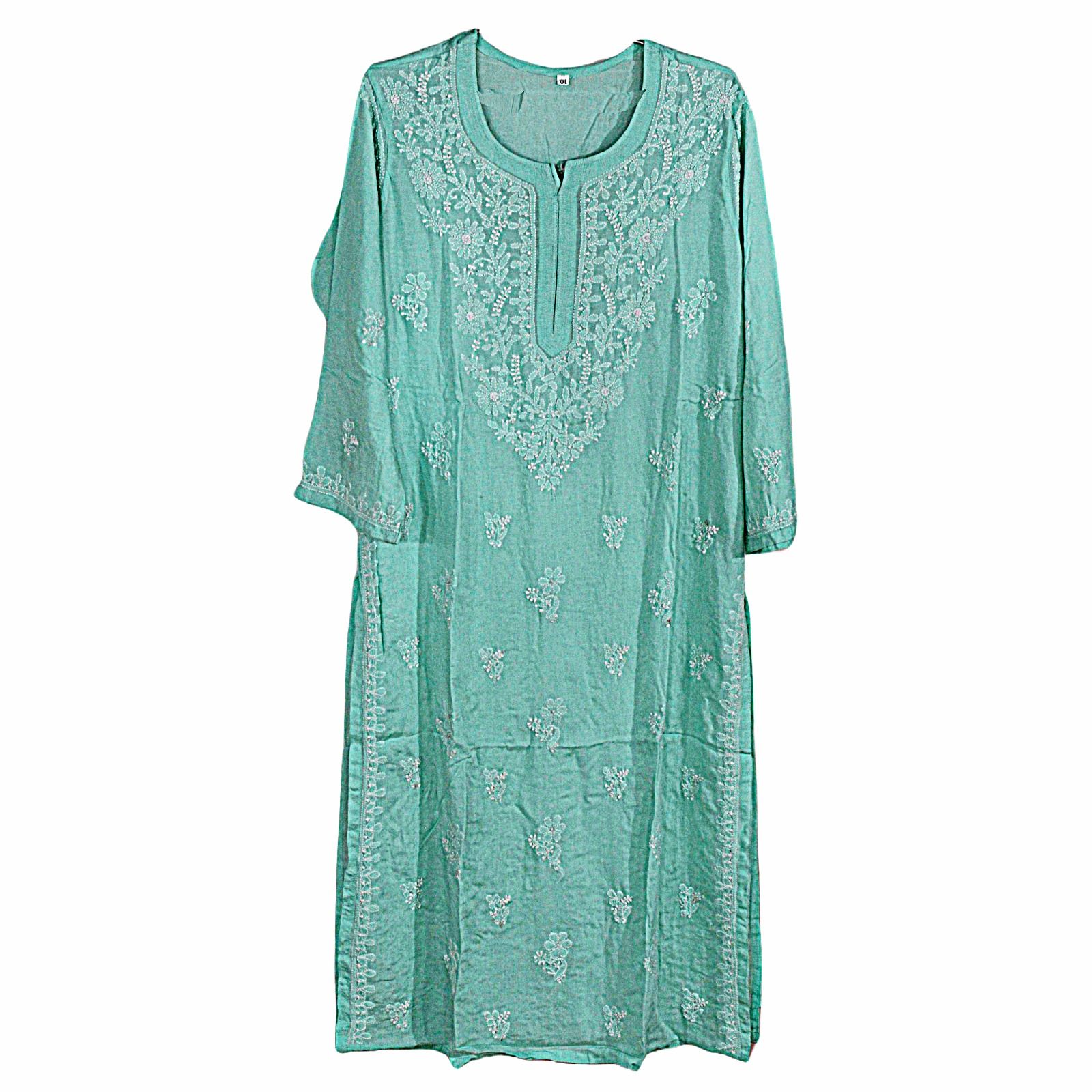 Sky Blue Pure Cotton Chikan Kurta