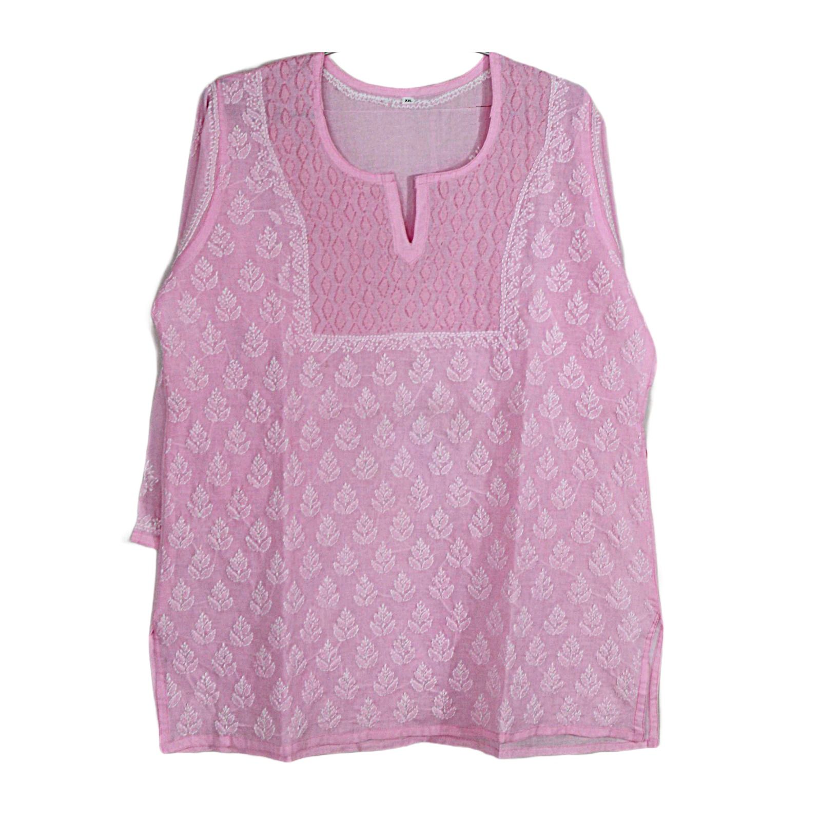 Short Pure Cotton Chikan Kurta