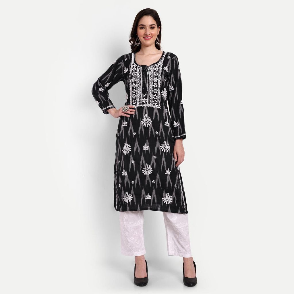 lucknow chikankari hand embroidered kurta