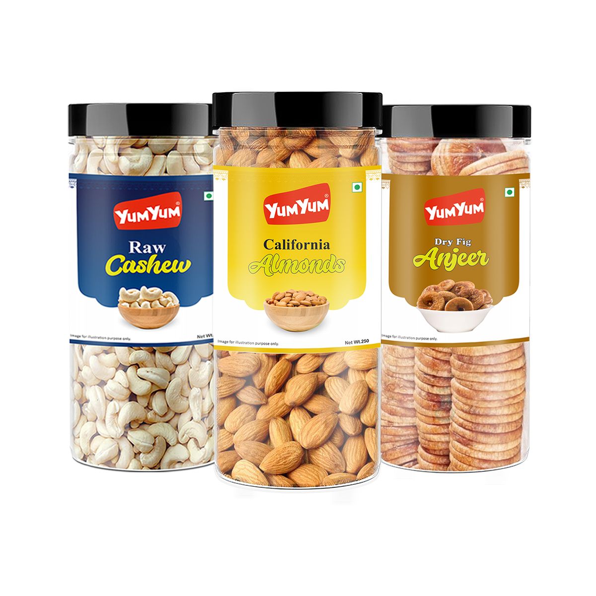 Yum Yum California Almonds, Cashews & Anjeer(Figs) 750g (3 x 250g)