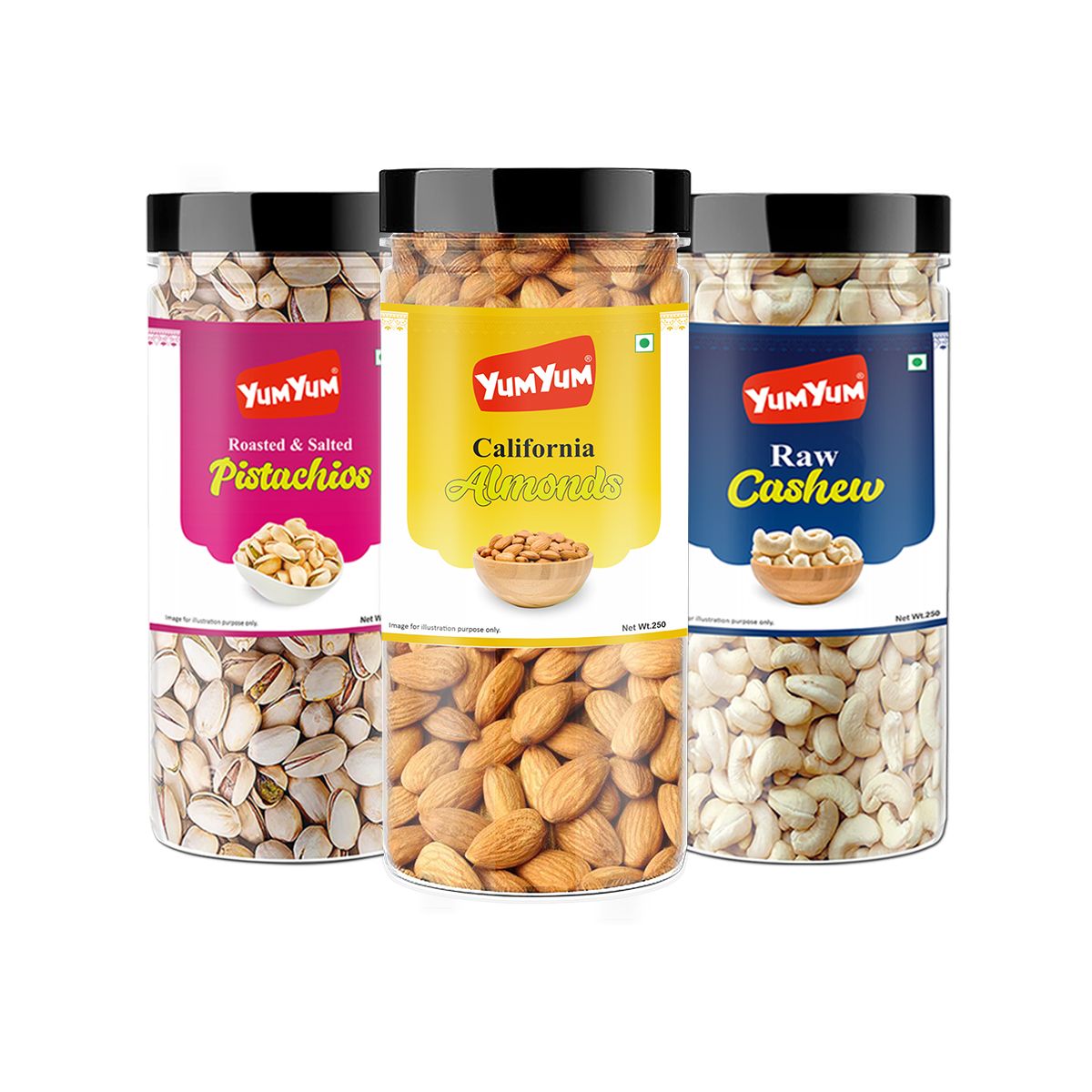 Yum Yum Almonds, Cashew & Pistachios 750g (3 x 250g)