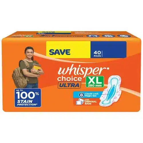 Whisper Choice Ultra Sanitary Pads X-Large 100% Protection 40 pcs