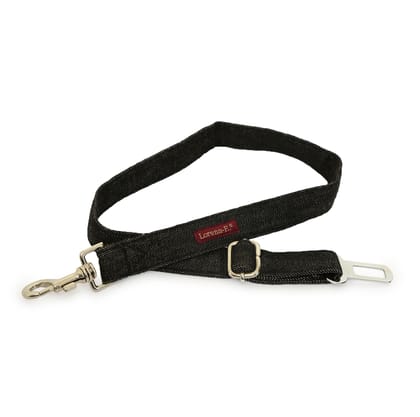 Fashion Car Seat Belt Adjustable Black Denim Vehicle Tether For Dog Collar, Cat Indore Restraint Lead