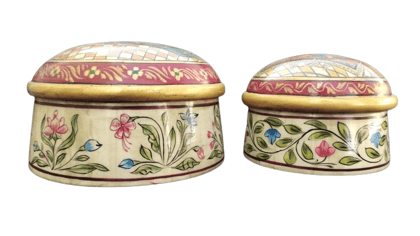 Jakir Hussain Handmade Bone Box Miniature Painting Antique Finish All Purpose Box Set Of 2