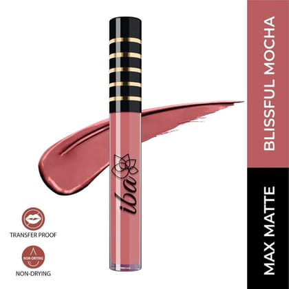 Iba Maxx Matte Liquid Lipstick Shade - Blissful Mocha, 2.6ml | Transfer proof | Velvet Matte Finish Creamy Lipstick | Highly Pigmented and Long Lasting | Full Coverage | Non-Drying| 100% Vegan & Cruelty Free