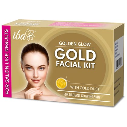 Iba Golden Glow Gold Facial Kit l 6 Step Single Use Kit l For Brightening & Radiance l Salon Like Results