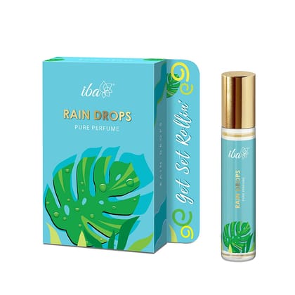 Iba Pure Perfume - Rain Drops 10 ml, Premium Long Lasting Aqua Fragrance For Women l Skin Friendly Fresh Perfume for Everyday Fragrance | Alcohol Free l Vegan & Cruelty Free