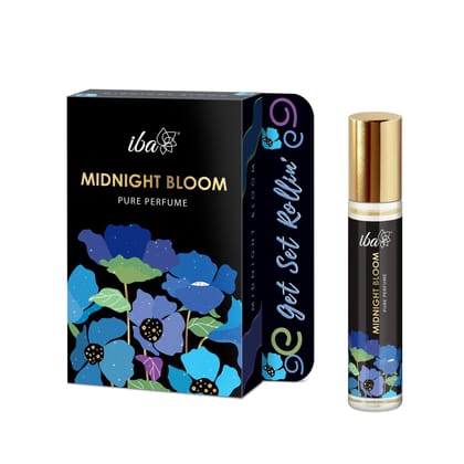 Iba Pure Perfume - Midnight Bloom 10 ml, Premium Long Lasting Floral, Woody & Musky Fragrance for women | Skin Friendly Fresh Perfume for Everyday Fragrance | Alcohol Free l Vegan & Cruelty Free