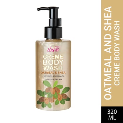 Iba Oatmeal & Shea Creme Body Wash, 320 ml l No Parabens No Sulfates l For Softer, Smoother, Nourished Skin
