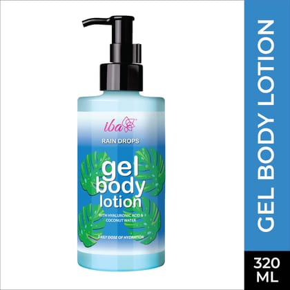 Iba Rain Drops Gel Body Lotion, 320 ml l Non Sticky l Deep Hydration | All Skin Types | 100% Vegan | Paraben & Mineral Oil Free