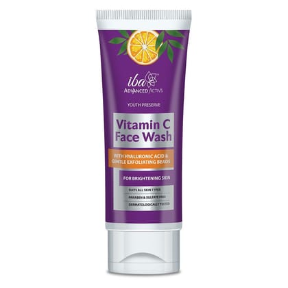 Iba Advanced Activs Youth Preserve Vitamin C Face Wash l No Parabens & Sulfates l High Foam l For Glowing Skin,100 gm