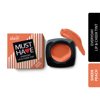 Iba Must Have Everyday Lip & Cheek Tint, Sheer Peach, 8g | Enriched with Vitamin E and Rosehip Oil | Lips, Eyelids & Cheeks | Matte Finish | 100% Natural, Vegan & Cruelty-Free