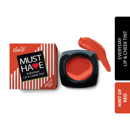 Iba Must Have Everyday Lip & Cheek Tint, Hint of Red, 8g | Enriched with Vitamin E and Rosehip Oil | Lips, Eyelids & Cheeks | Matte Finish | 100% Natural, Vegan & Cruelty-Free