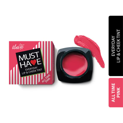 Iba Must Have Everyday Lip & Cheek Tint, All Time Pink, 8 g | Enriched With Vitamin E And Rosehip Oil | Lips, Eyelids & Cheeks | Matte Finish | 100% Natural, Vegan & Cruelty-Free